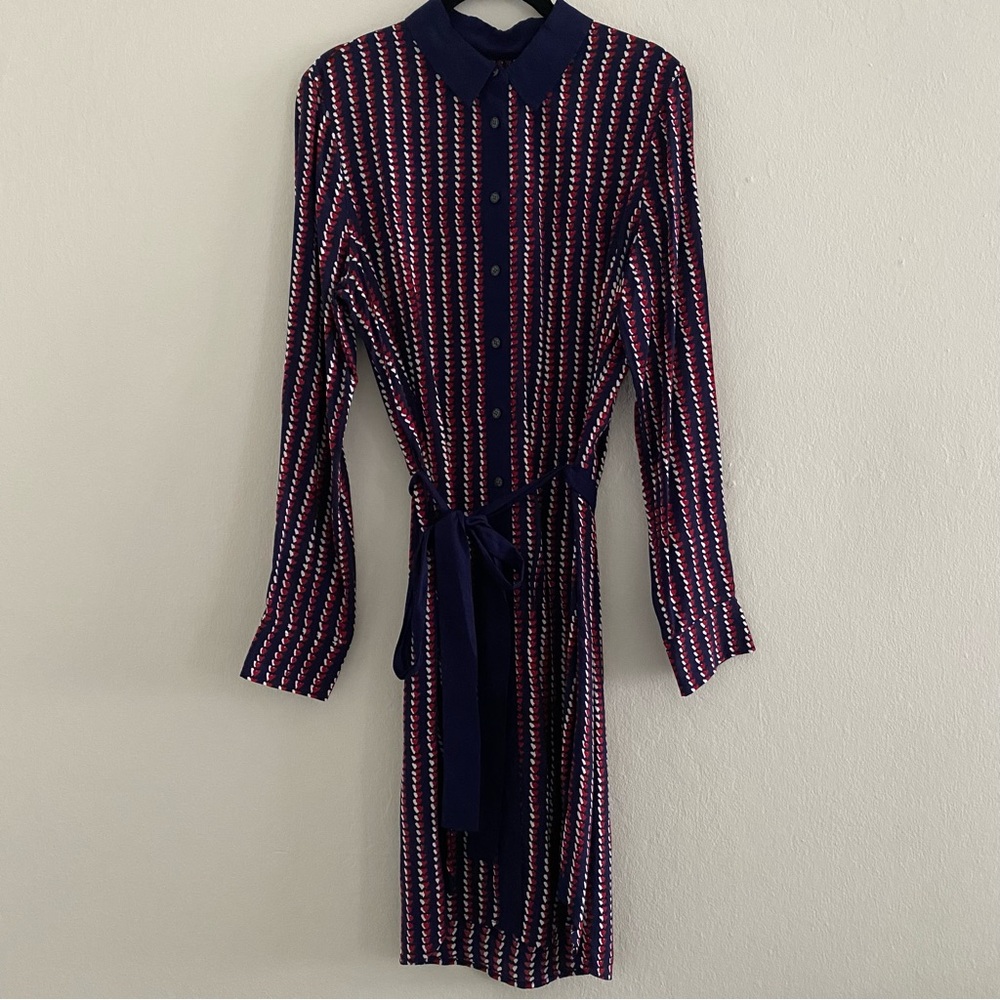 Draper James Heart Field Printed Shirt Dress size 12 (Large)